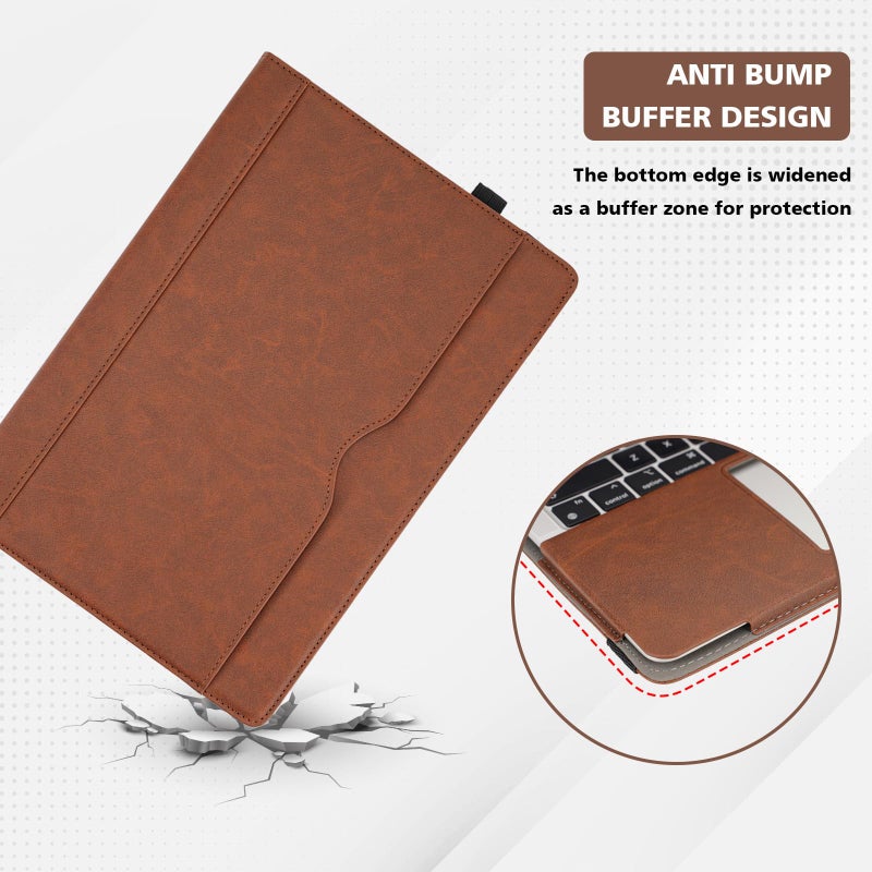 TT TYTX TYTX Compatible with MacBook Air 13 Inch Leather Case, for Model A2337 M1 A2179 A1932 2018-2021 Retina Display Touch ID, PU Leather Laptop Case with Pocket for Papers and Pen Holder, Dark Brown - Image 4